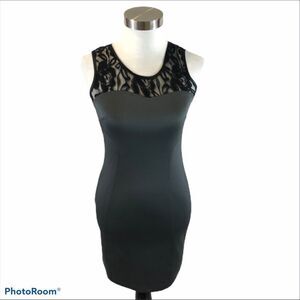 MM Couture Grey and Black Lace‎ Bodycon Dress small